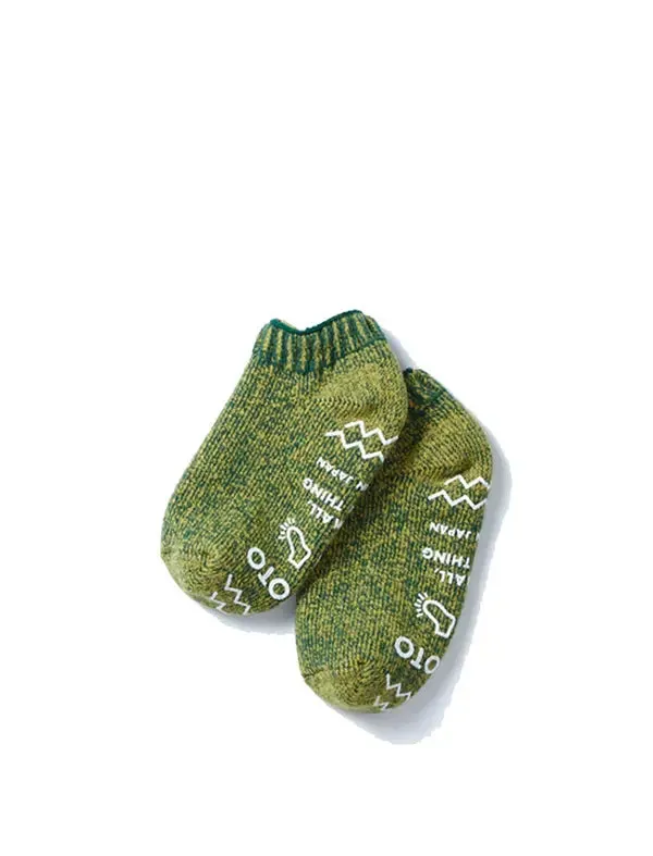 Rototo Pile Sock Slipper Dark Green / Light Green