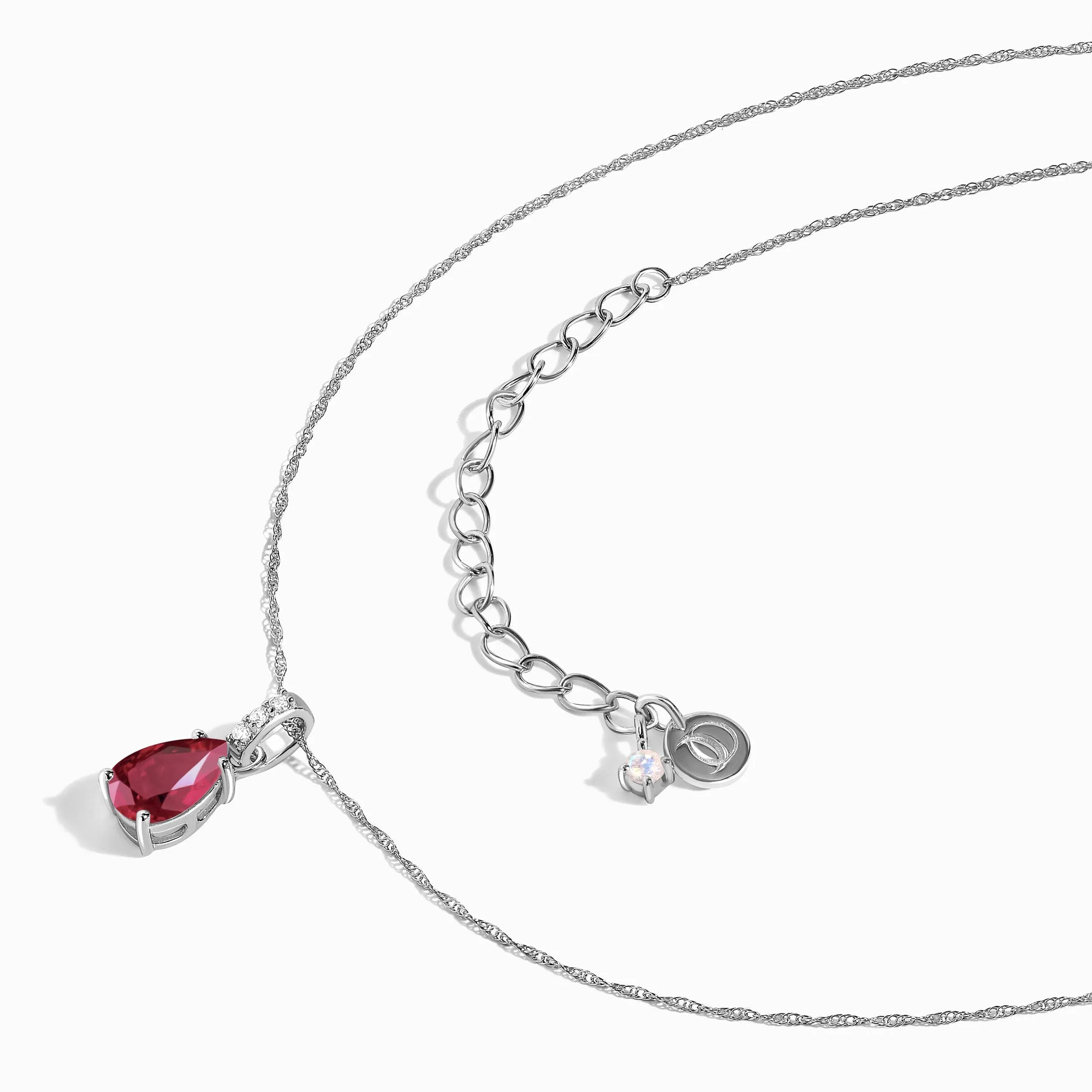 Ruby Lab Diamond Necklace Sway - July Birthstone