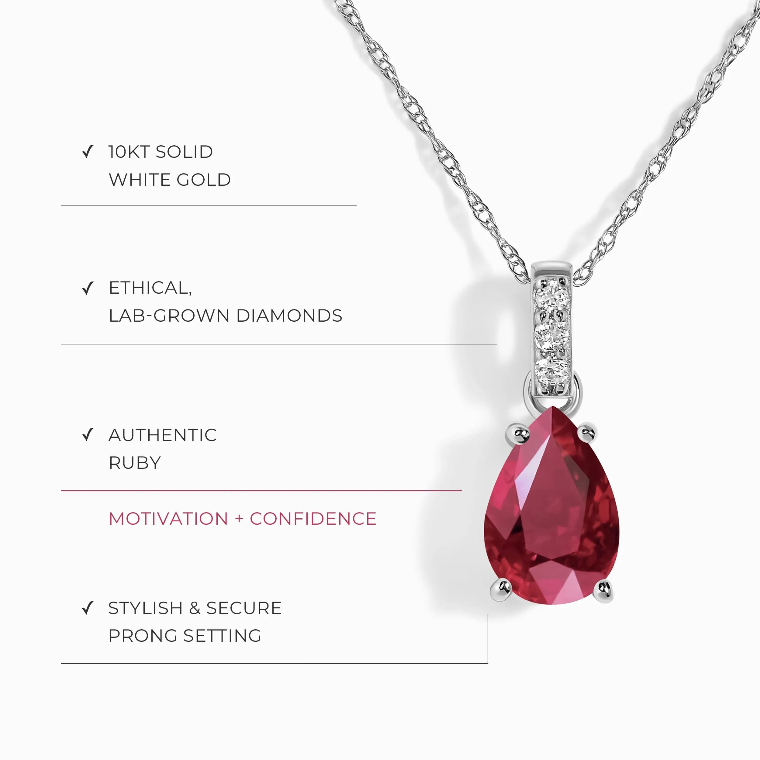 Ruby Lab Diamond Necklace Sway - July Birthstone