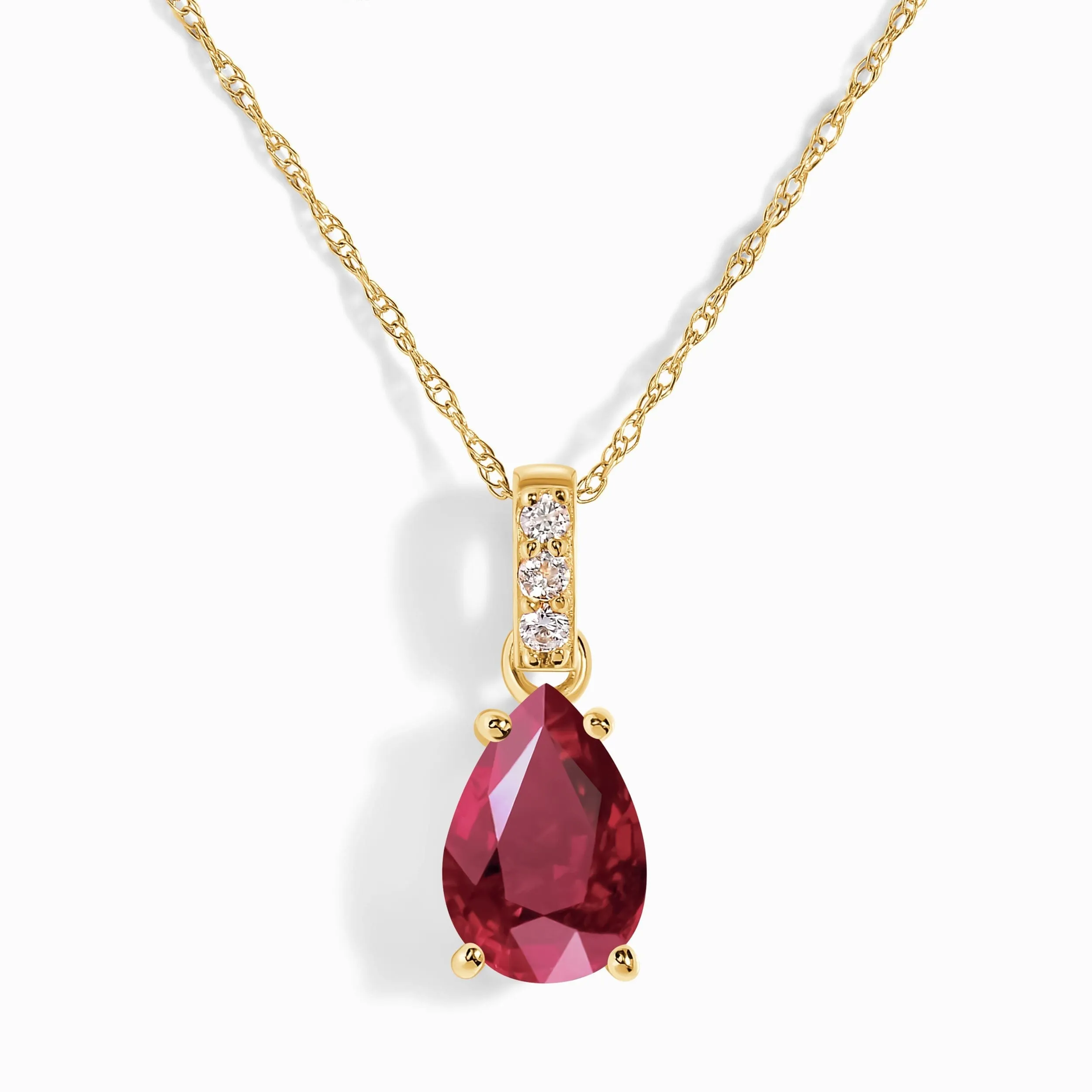 Ruby Lab Diamond Necklace Sway - July Birthstone