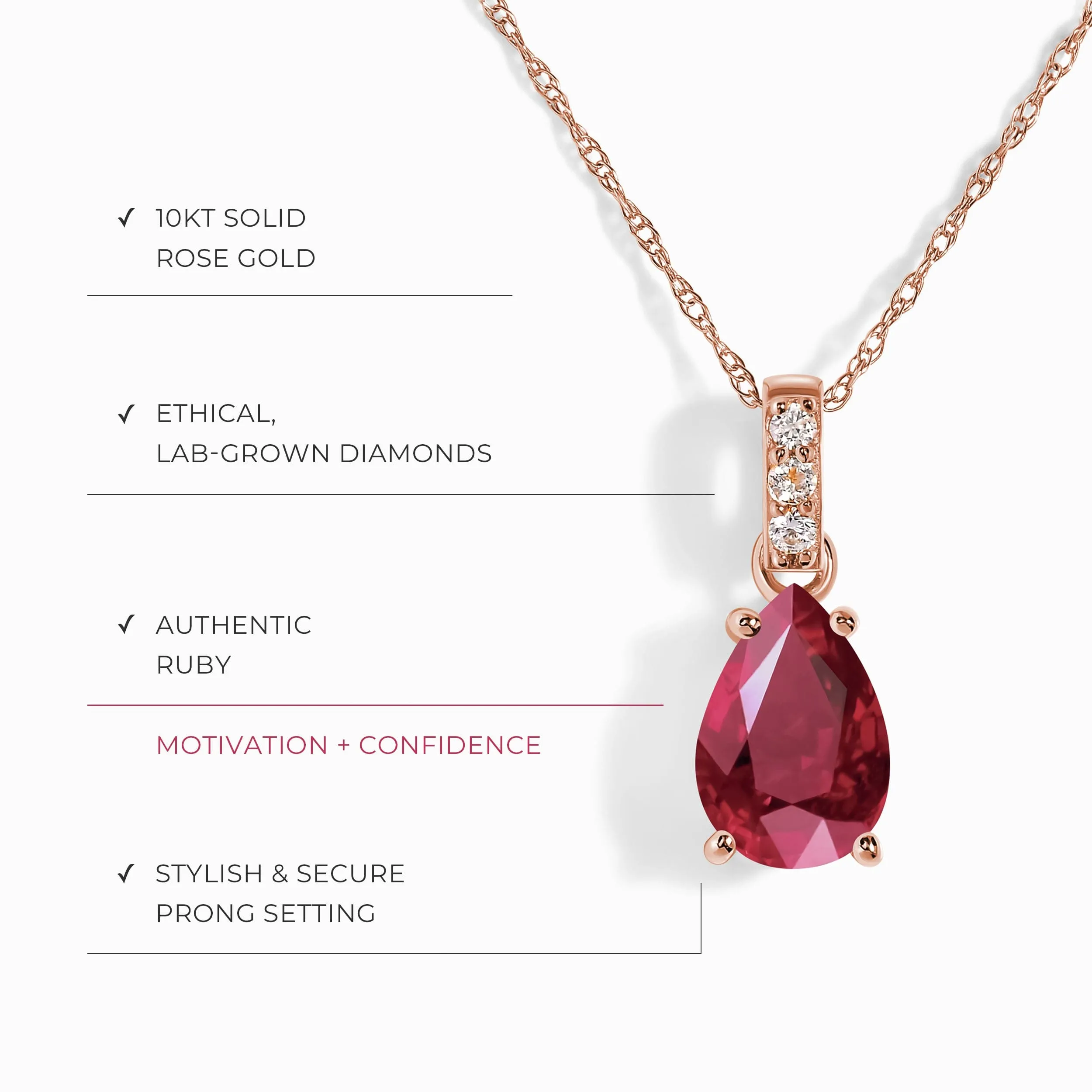 Ruby Lab Diamond Necklace Sway - July Birthstone