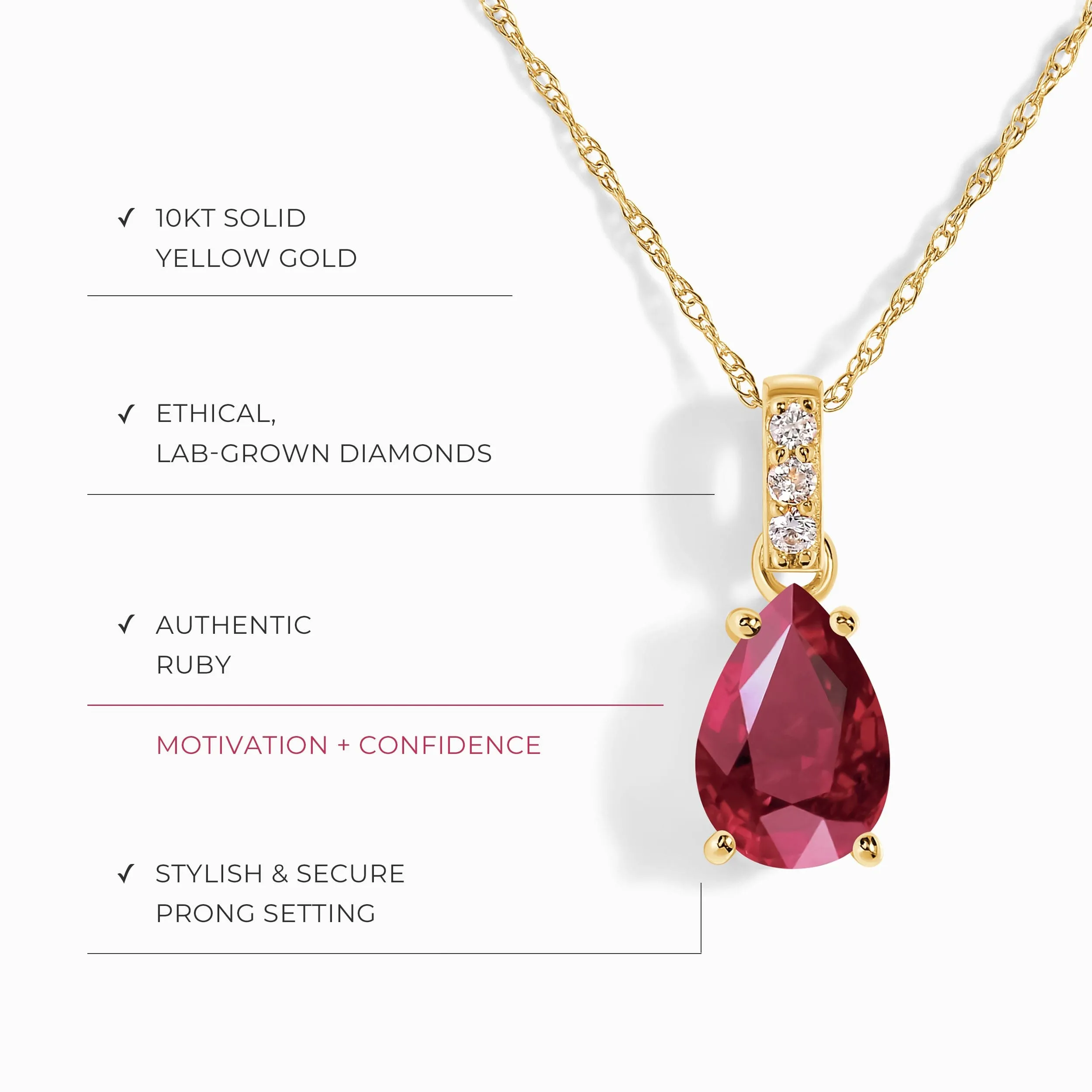 Ruby Lab Diamond Necklace Sway - July Birthstone