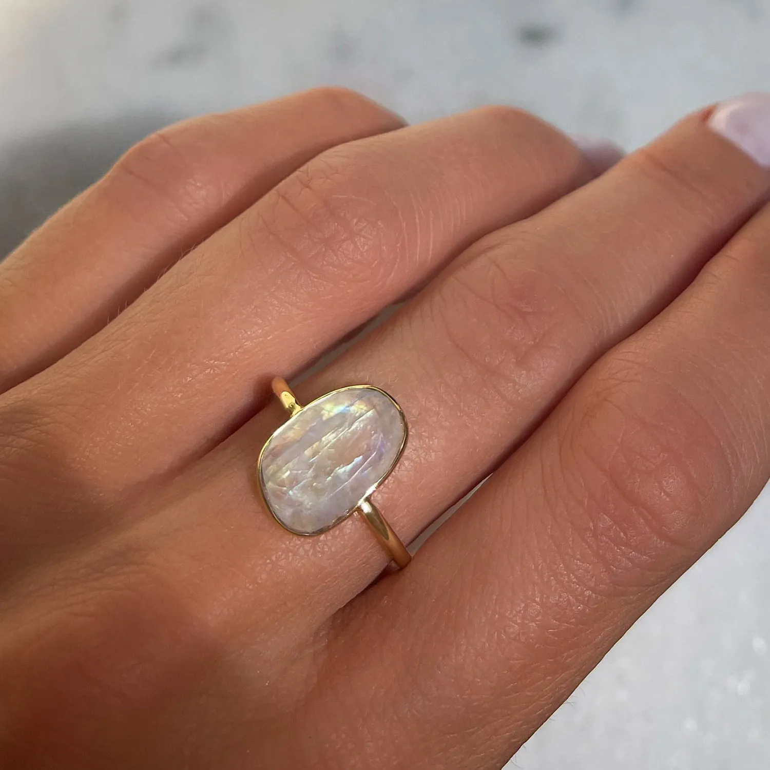 Selena Slice Ring | 10k Gold & Moonstone