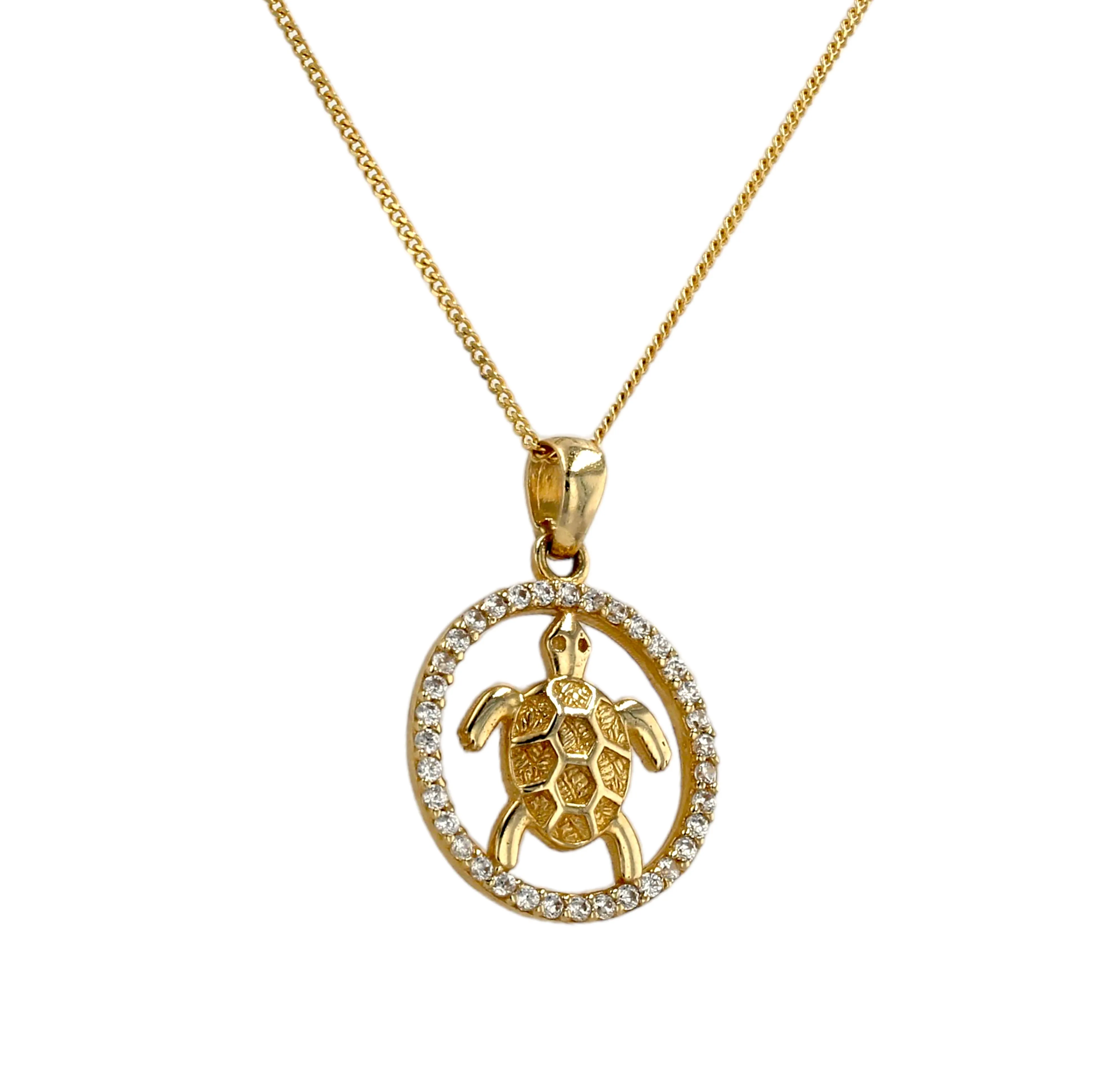 Set gold 10k chain turtle pendant