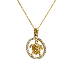 Set gold 10k chain turtle pendant