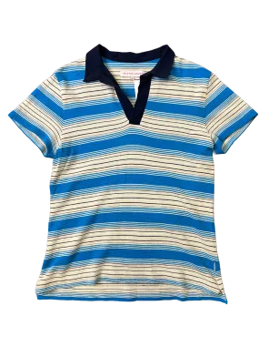 Size L - Orlebar Brown Blue and Cream Polo Top