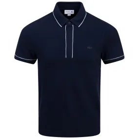 Smart Paris Stretch Cotton Contrast Trim Polo Midnight Blue - SS24