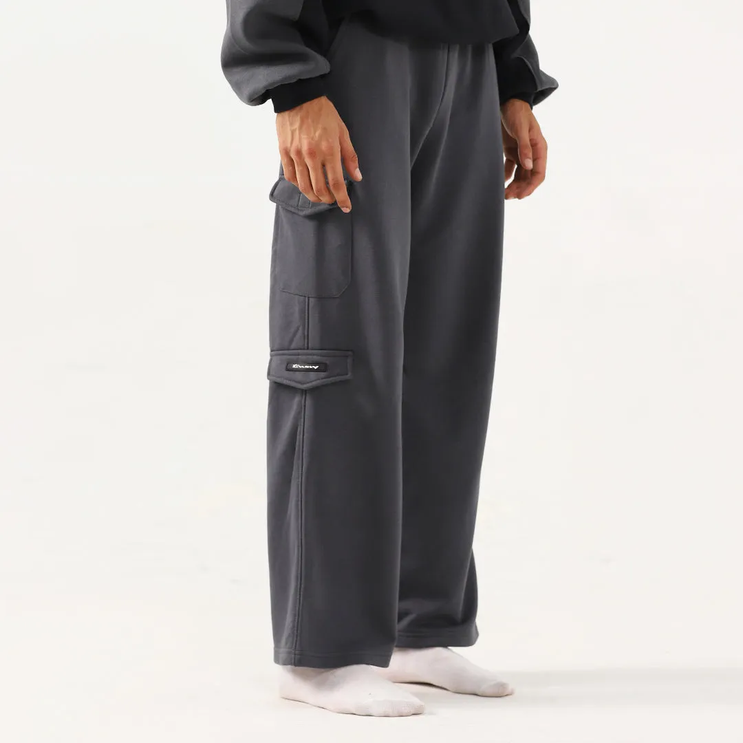 Smoke Grey Wide Leg Unisex Cargo Trouser