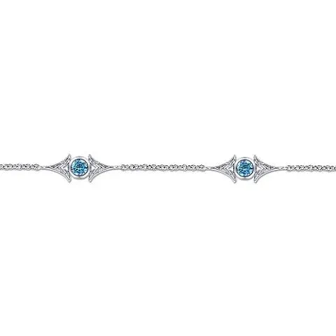 SS 7 0.66ctw Blue Topaz Station Bracelet