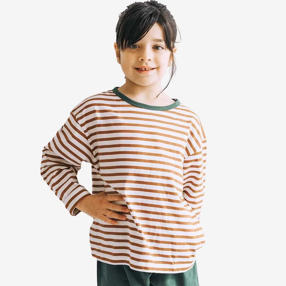 Striped Boxy Longsleeve I Caramel Cookie