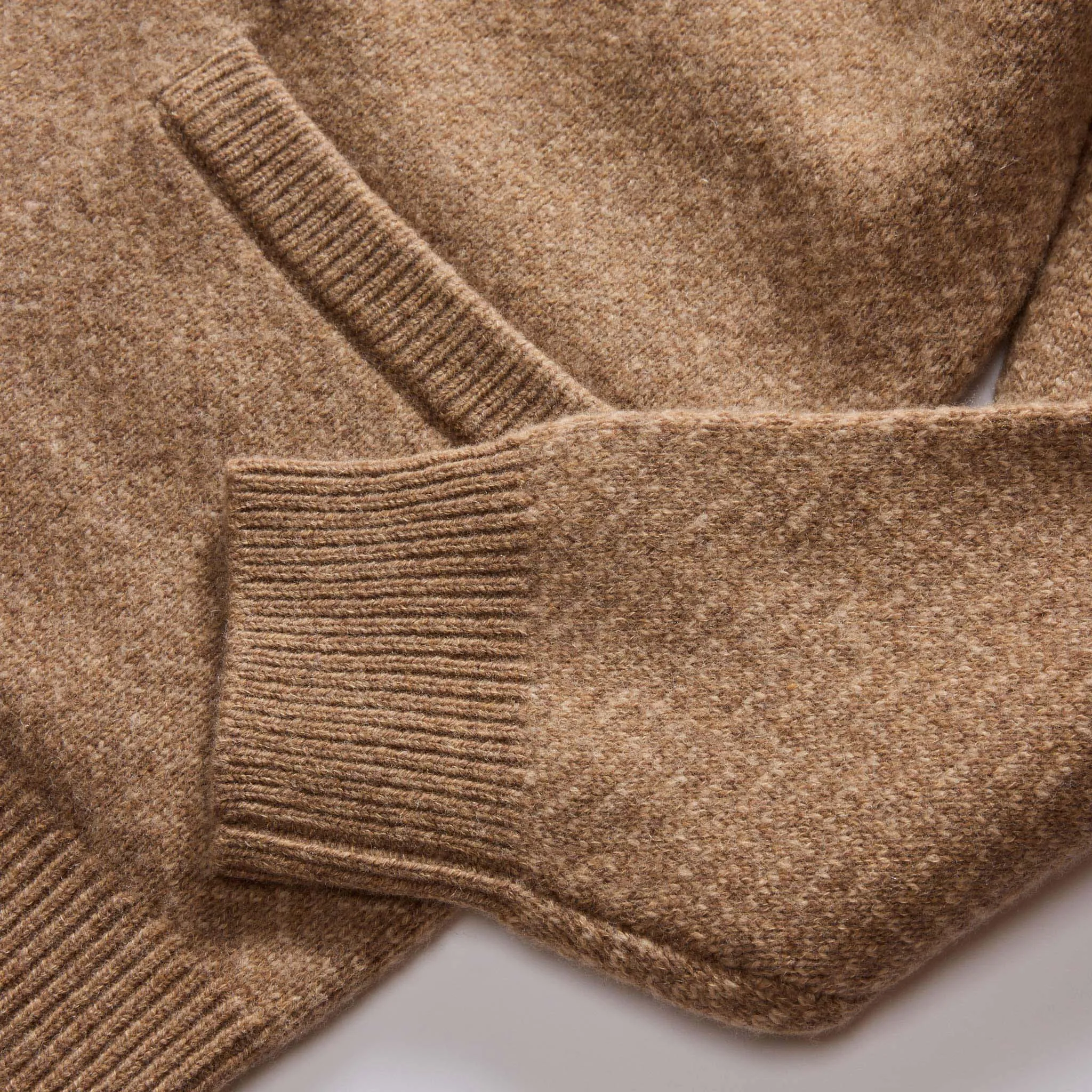 The Eddy Cardigan in Camel Herringbone Merino