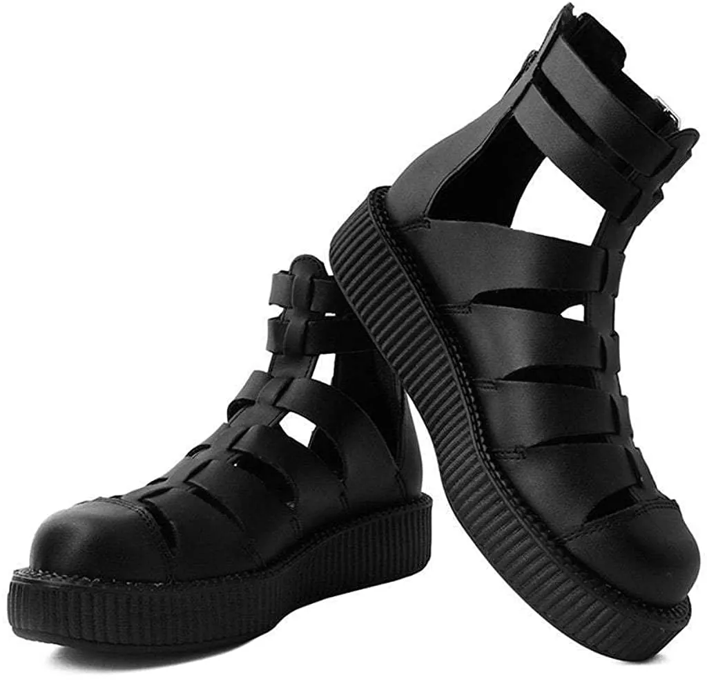 T.U.K BLACK GLADIATOR VIVA LOW CREEPER SANDAL