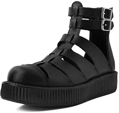 T.U.K BLACK GLADIATOR VIVA LOW CREEPER SANDAL