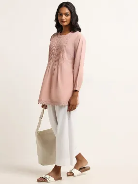 Utsa Pink Pintuck Cotton Kurti