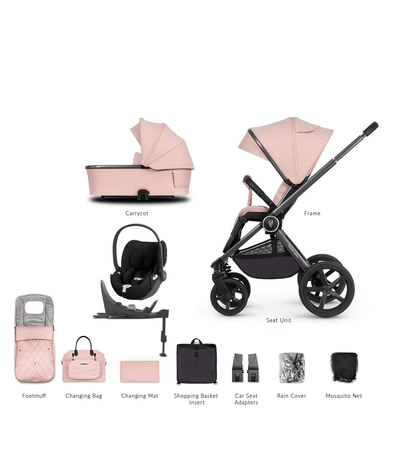 Venicci 3 in 1 Tinum UPLINE Cloud T Travel System - Misty Rose