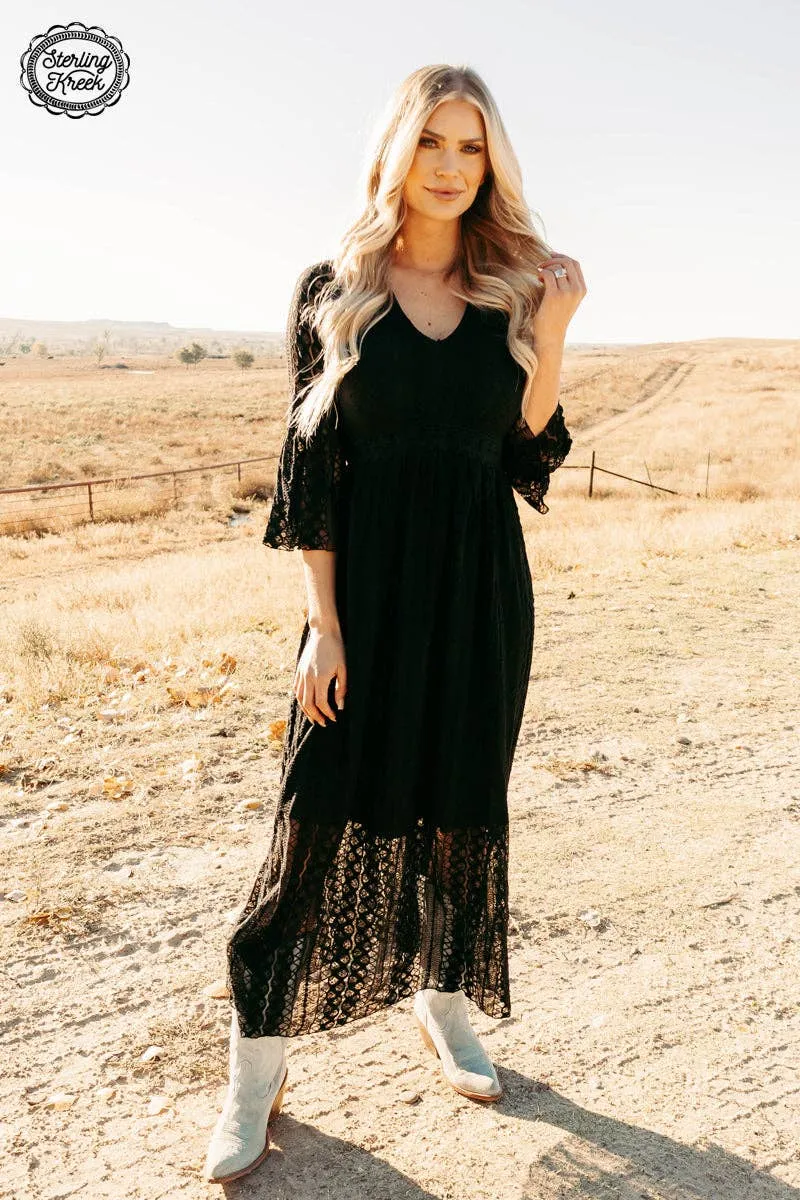 Victorian Lace Maxi Dress-Black