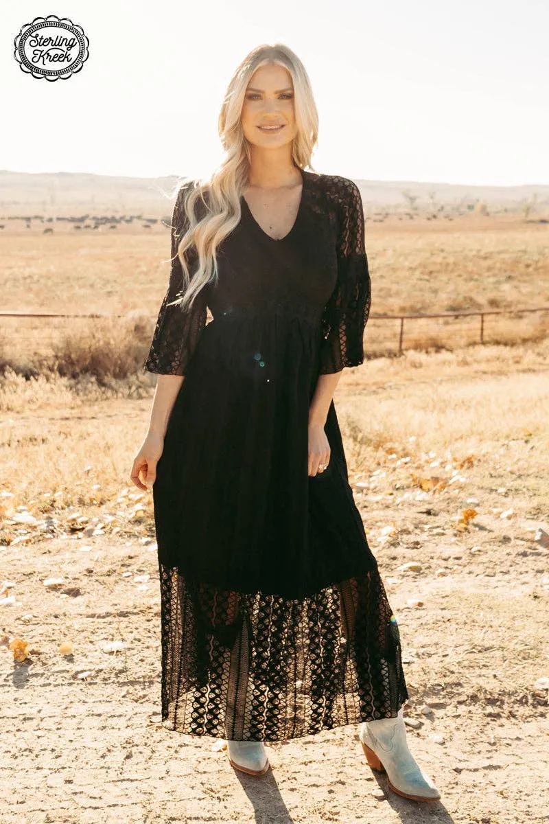 Victorian Lace Maxi Dress-Black