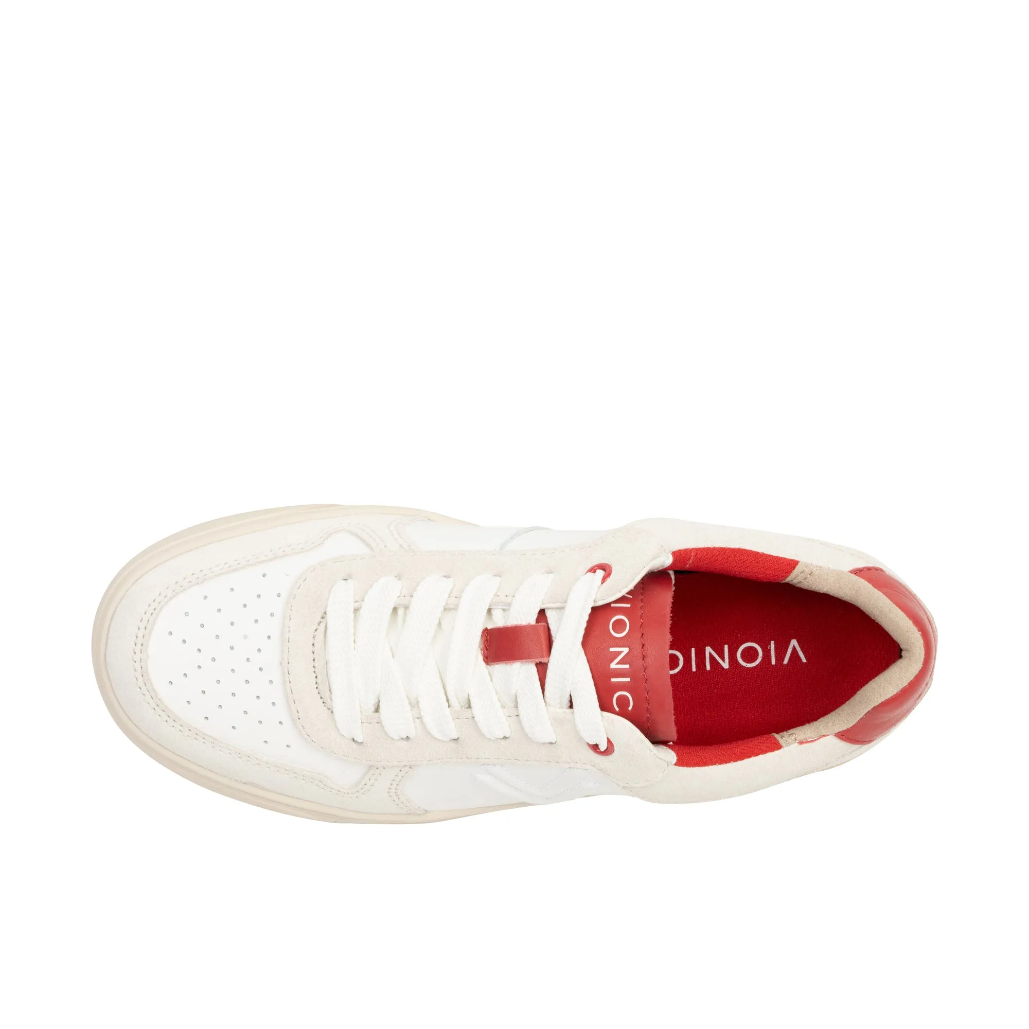 Vionic Womens Kimmie Court Sneaker Cream Red