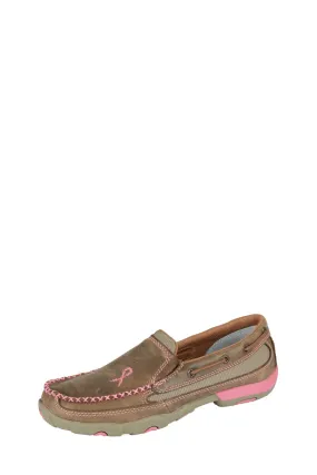 Womens Pink Ribbon Twisted X Driving Moc