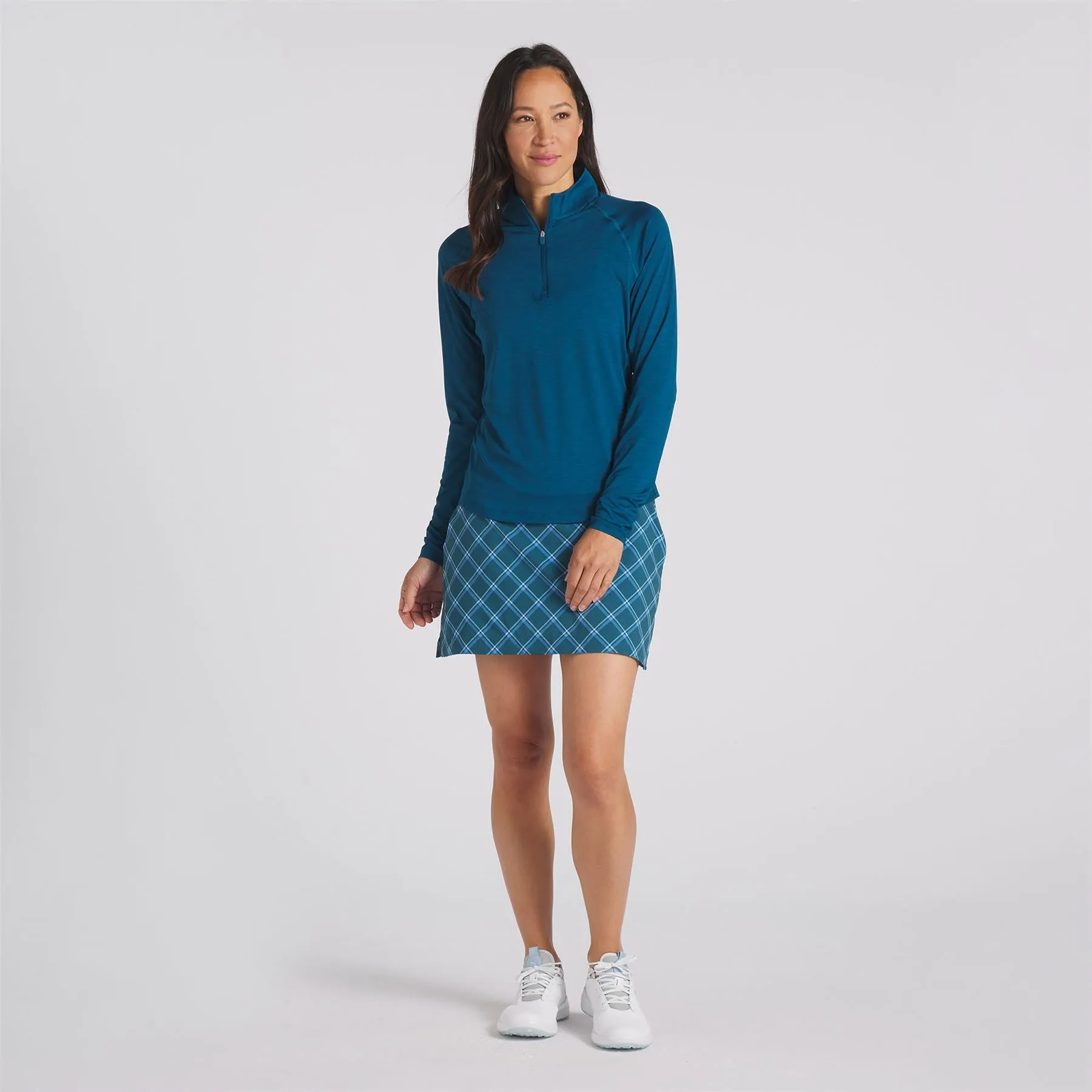 Womens You-V Solid Quarter Zip Mid Layer Blue - SS24